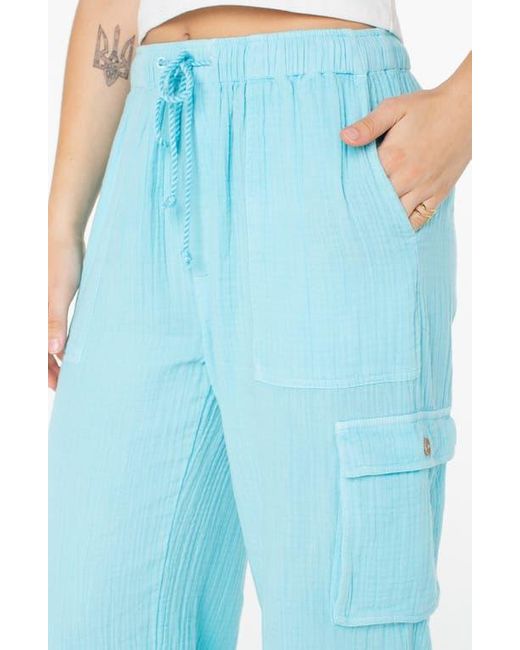 Roxy Blue Precious Cargo Beach Cotton Gauze Pants