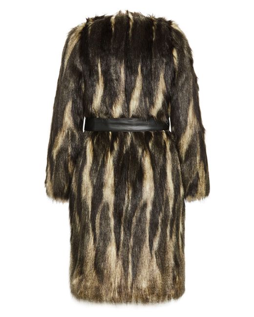 City Chic Black Diva Belted Faux Fur Coat