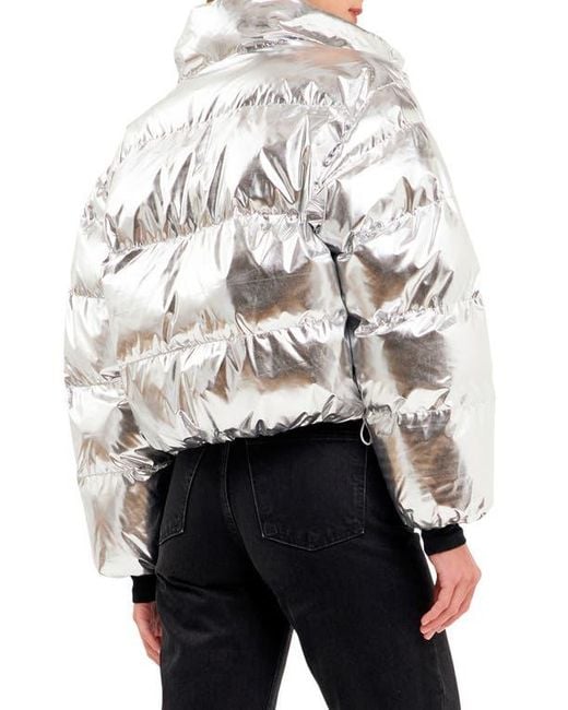 Grey Lab White Crop Puffer Jacket