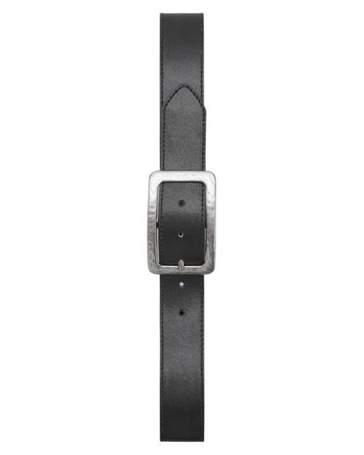 Mango Black Square Buckle Textured Belt