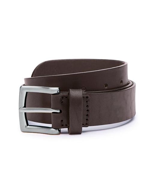 EZRA ARTHUR Brown Classic Buckle Leather Belt 35Mm