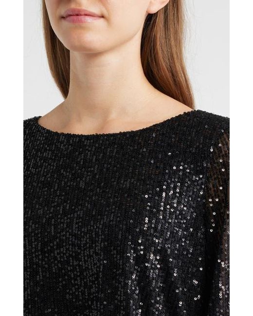 Tahari Black Sequin Top