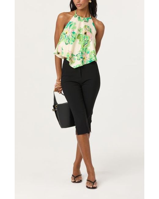 Astr Green Halter Scarf Top