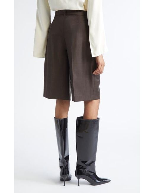 Loulou de Saison Brown Adler Pleated Virgin Wool Bermuda Shorts