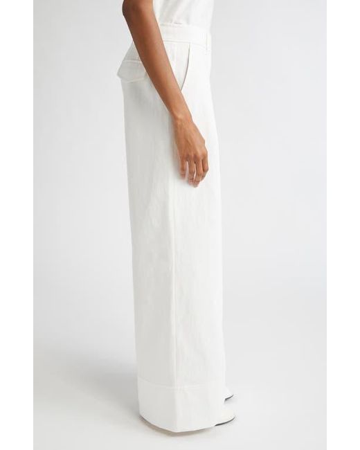 Lafayette 148 New York White Charles Cotton & Linen Wide Leg Pants