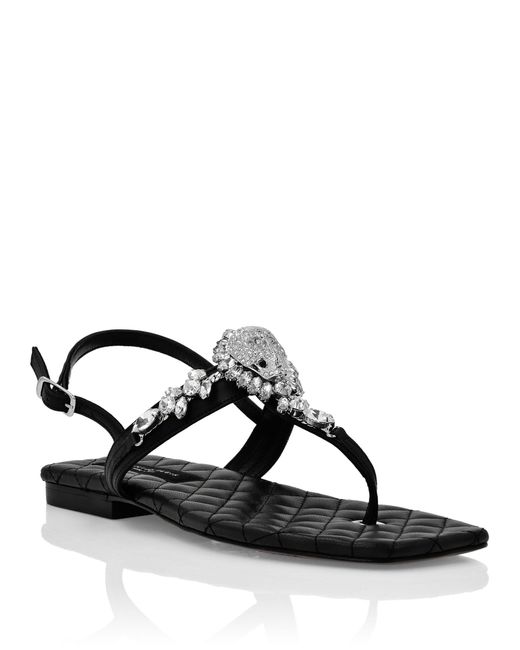 Philipp Plein Black Flat Sandals