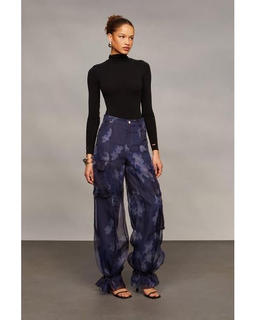AMUR Blue Bridgette Organza Cargo Pants