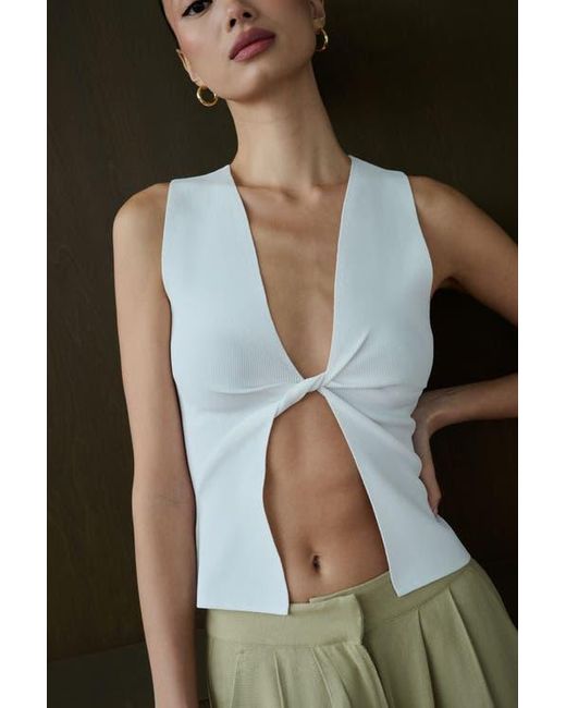 WeWoreWhat White Twist Front Flyaway Tank
