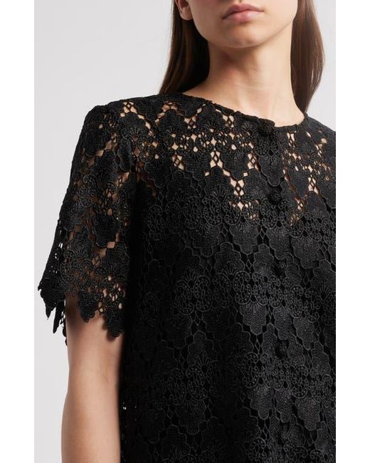 FRAME Black The Lace Button Front Dress
