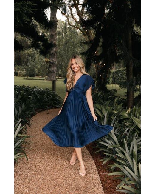 Petal & Pup Blue Nova Flutter Sleeve Midi Dress