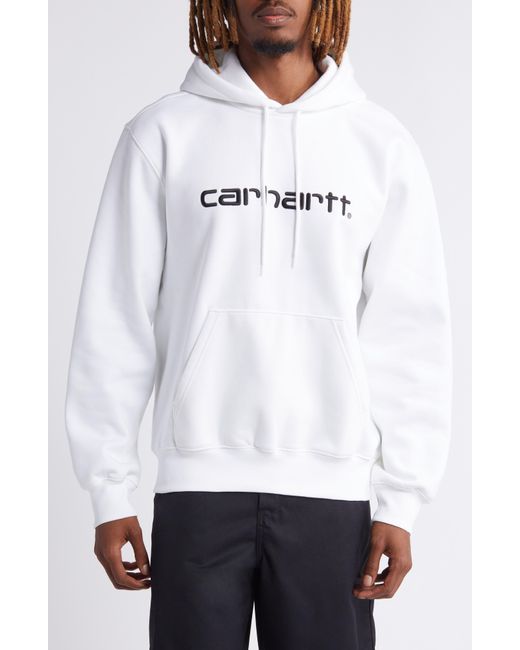 Carhartt White Logo Embroidered Hoodie for men