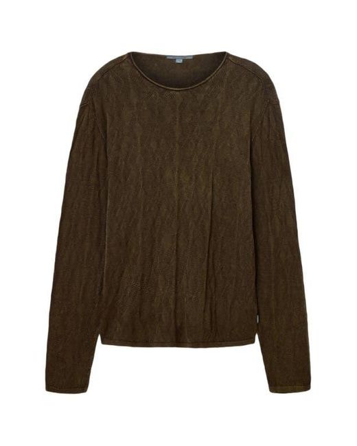 John Varvatos Brown Brycen Broken Argyle Organic Cotton Sweater for men