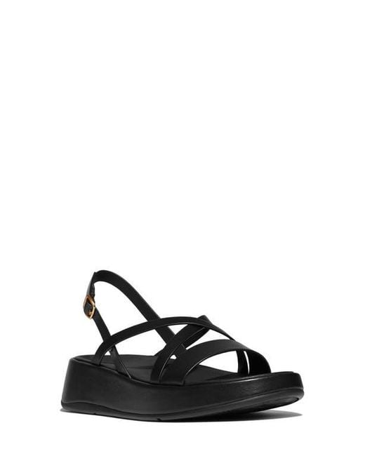 Fitflop Black F-Mode Slingback Platform Wedge Slide Sandal