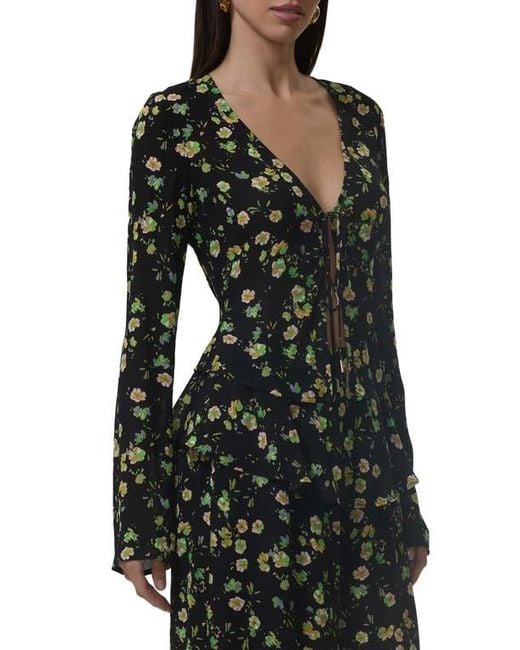 AFRM Black Tyra Tie Front Top
