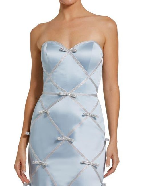 Halter Neck Satin Mermaid Gown with Back Bow Dusty Blue main image 1