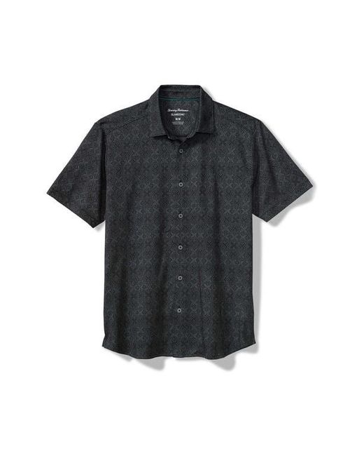 Tommy Bahama Black Palm Fresco Tiles Islandzone Camp Shirt for men