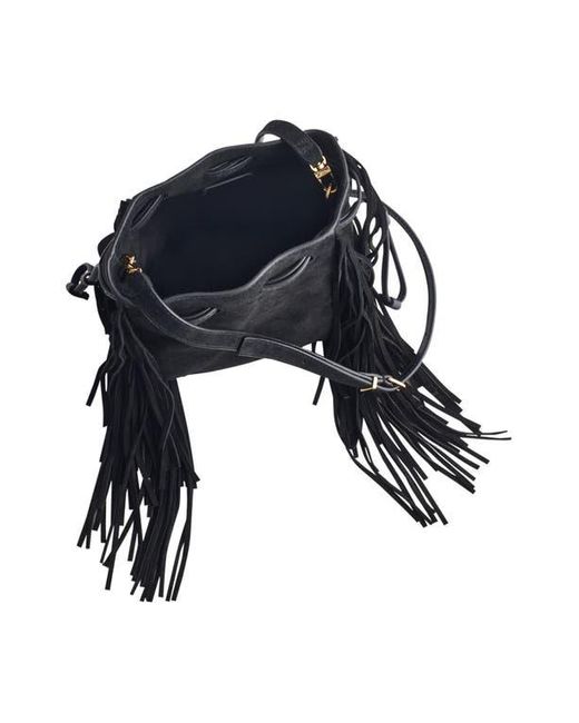 Madewell Black The Drawstring Suede Crossbody Bucket Bag