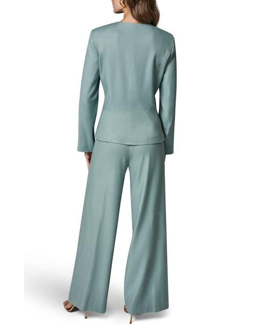 Donna Karan Blue Linen Blend Wrap Jacket