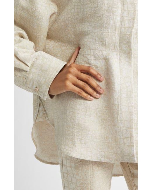 Jacquemus White The Pasadena Oversize Croc Pattern Button-Up Shirt