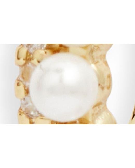 Nordstrom White Set Of 3 Freshwater Pearl & Cubic Zirconia Stud & Hoop Earrings