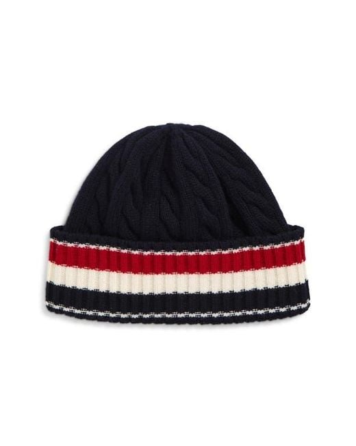 Thom Browne Blue Cable & Rib Virgin Wool Beanie for men