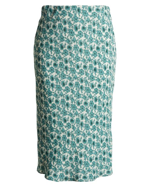Treasure & Bond Green Floral Bias Cut Midi Skirt