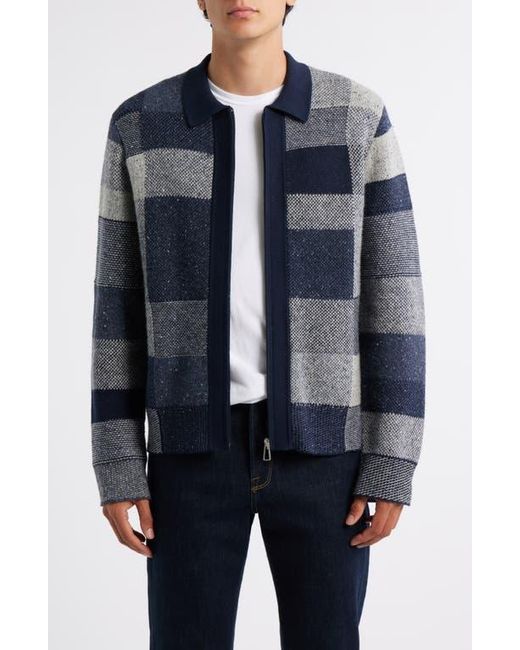 Paul Smith Blue Patchwork Cotton & Wool Blend Zip Cardigan for men