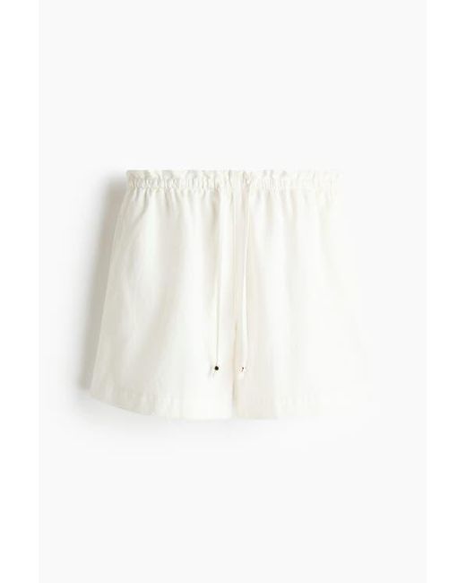 H&M White Denim Drawstring Shorts