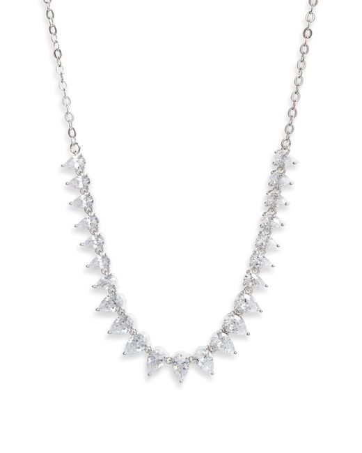 Nordstrom White Pear Cubic Zirconia Frontal Necklace