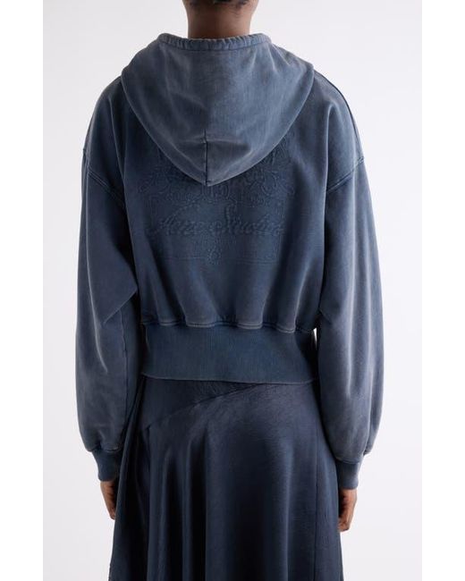 Acne Blue Felly Logo Embossed Zip Hoodie