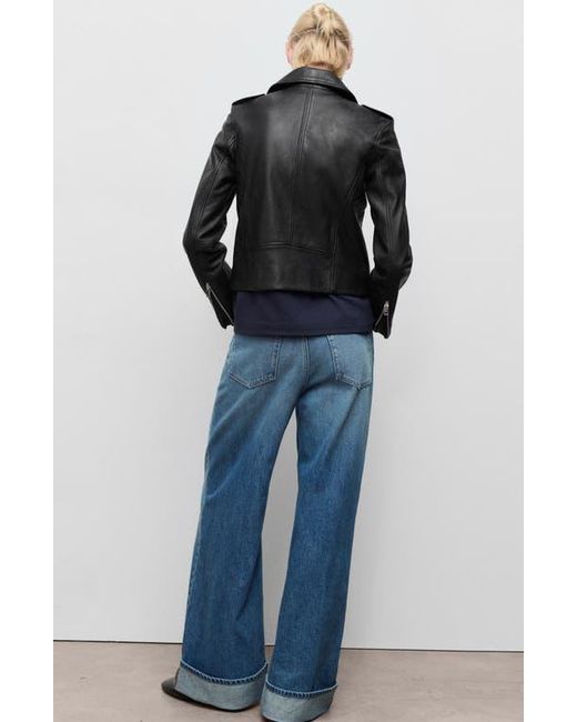 Mango Black Leather Biker Jacket