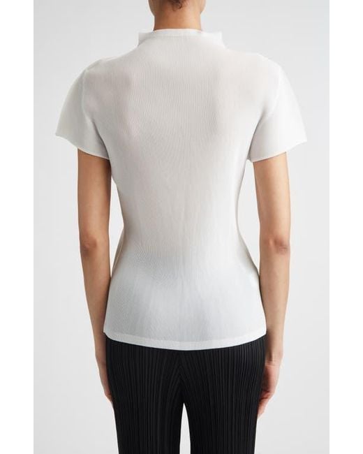 Pleats Please Issey Miyake Mist Basics Funnel Neck Top in White | Lyst
