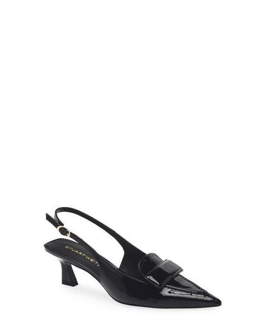Stuart Weitzman Black Sovinnie Slingback Patent Loafer Pump