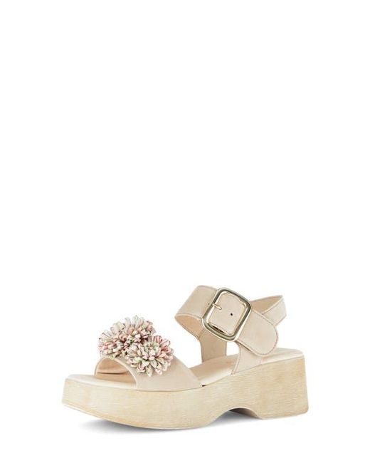 Gabor Natural Raffia Appliqué Platform Sandal
