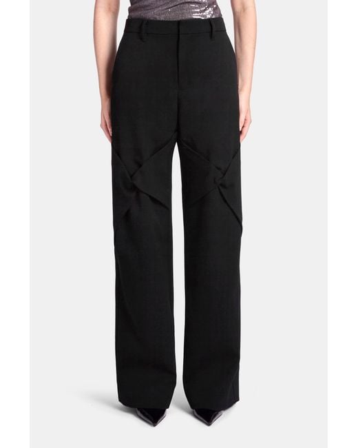 Kate Barton Black Draped Knee Wool Trouser