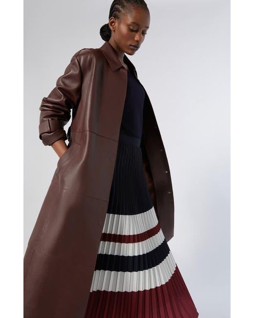Marina Rinaldi Black Master Colorblock Pleated Crêpe De Chine Skirt
