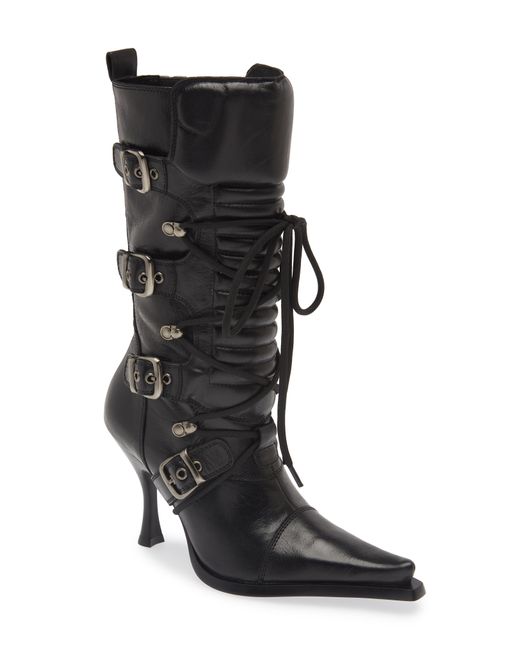 Jeffrey Campbell Black Let's Ride Pointed Toe Moto Boot