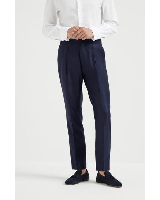 Brunello Cucinelli Blue Tuxedo Trousers With Pleats for men