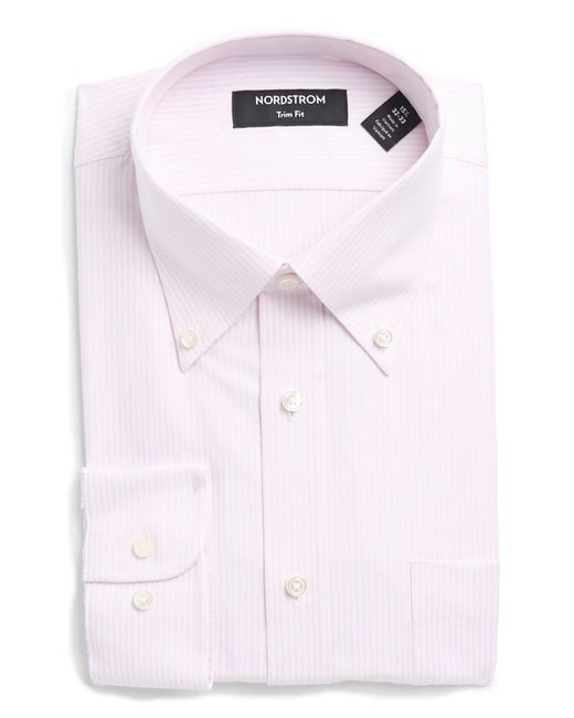 Nordstrom Pink Trim Fit Royal Oxford Stripe Dress Shirt for men