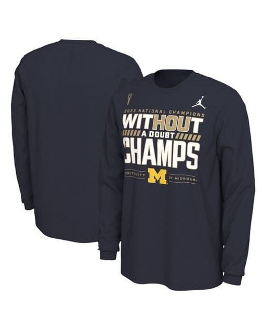 Nike Blue Michigan Wolverines College Football Playoff 2023 National Champions Locker Room Long Sleeve T-Shirt for men