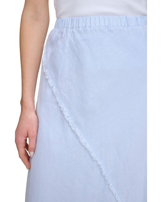DKNY Blue Linen Midi Skirt