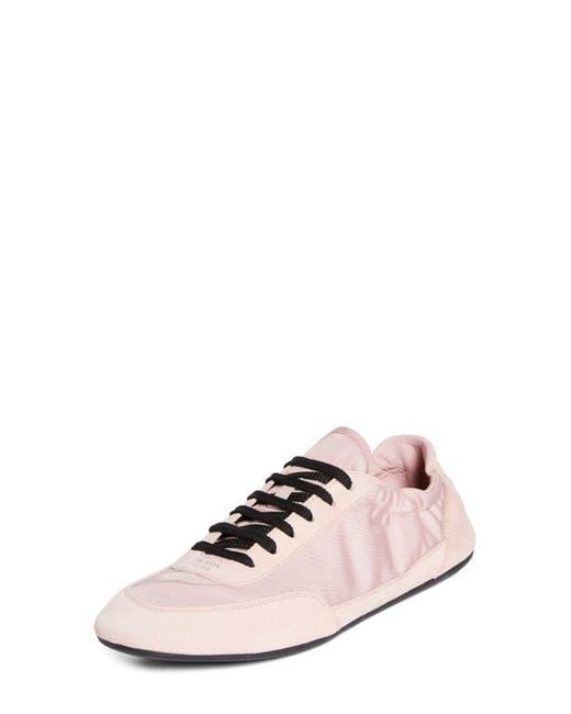 スニーカー PRADA PINK RE-NYLON AND SUEDE COLLAPSE SNEAKERS Prada Women's' Collapse Re-Nylon And Suede Sneakers in Pink