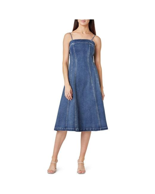 Habitual Women's Blue Bustier Denim A-Line Midi Dress