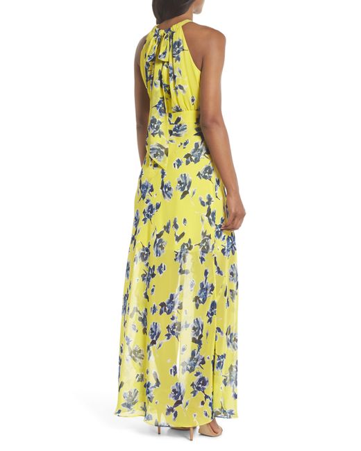 yellow halter maxi dress