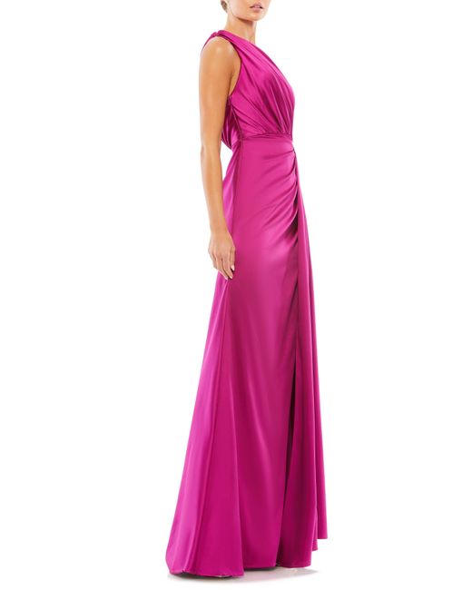 Mac Duggal Purple One-shoulder Satin Gown