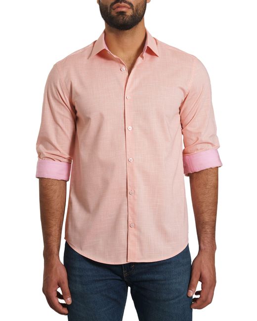 Jared Lang Multicolor Trim Fit Pima Cotton Mélange Button-up Shirt for men