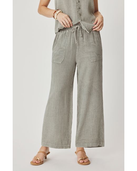Splendid Gray Ava Cotton Gauze Drawstring Pants