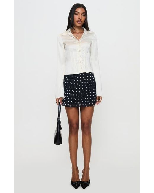 Princess Polly White Miravella Satin Button-Up Shirt