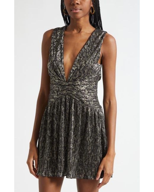 Ramy Brook Black Judy Metallic Plunge Cocktail Minidress