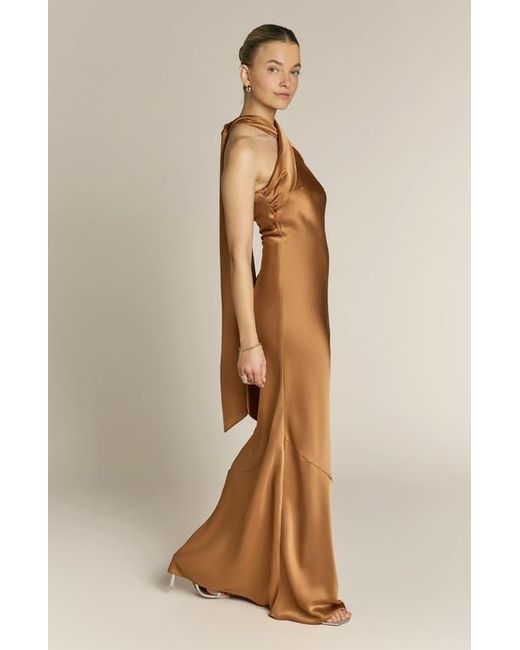 rewritten roma halterneck bridesmaid dress Roma The floor length Roma dress features a high back halterneck and long neck ties, and is made from the most gorgeous soft satin. This statement style now comes in 6 satin shades., , Last chance